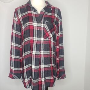 Anthropologie's Cloth & Stone Plaid Henley Top Size Medium